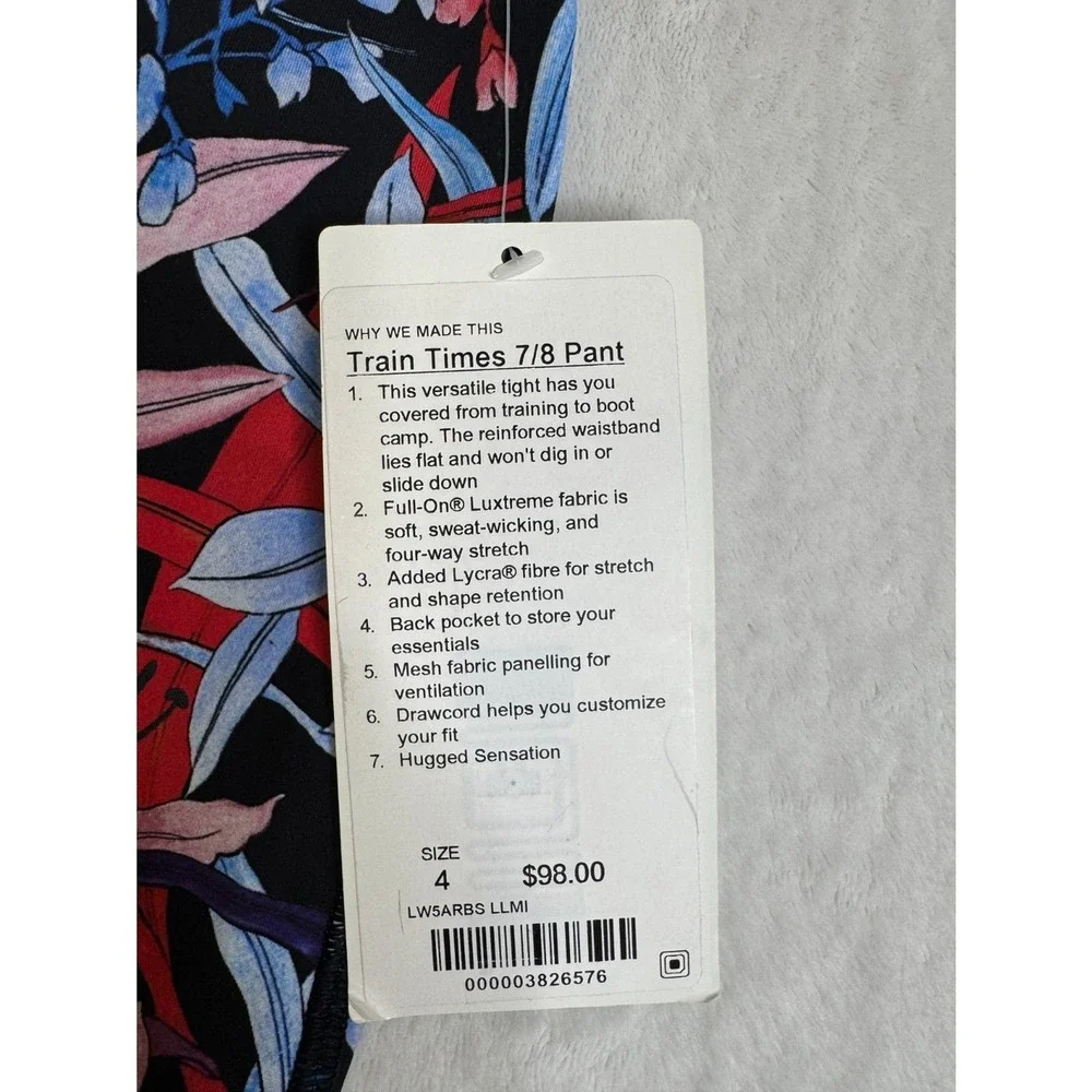 Lululemon Leggings Women's 4 Lush Lillies Multi Print‎ Train Times 7/8